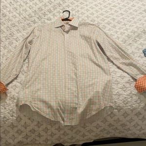 Thomas Dean flip cuff green/orange/white  shirt